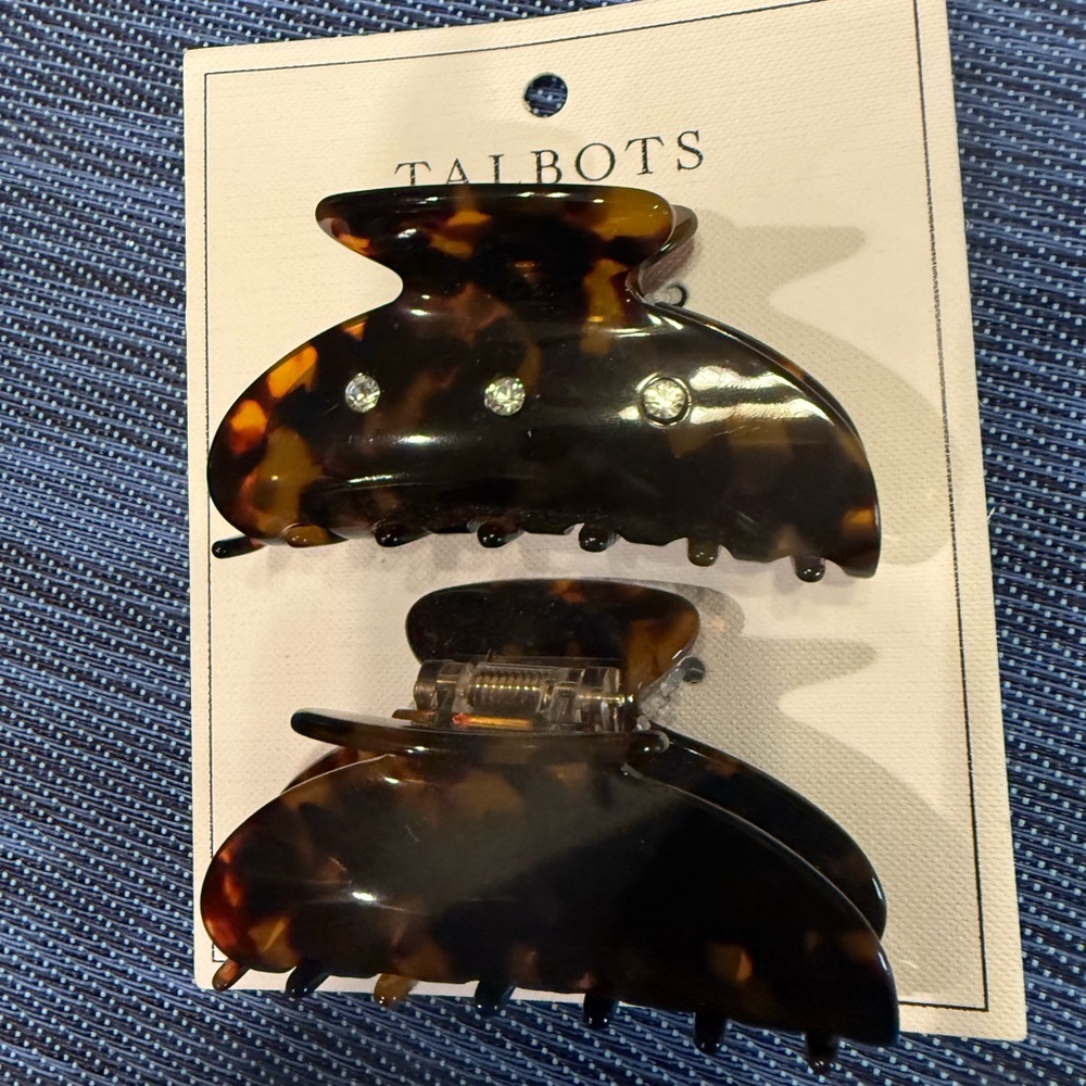 Talbots Elegant Rhinestone tortoiseshell Hair Clips